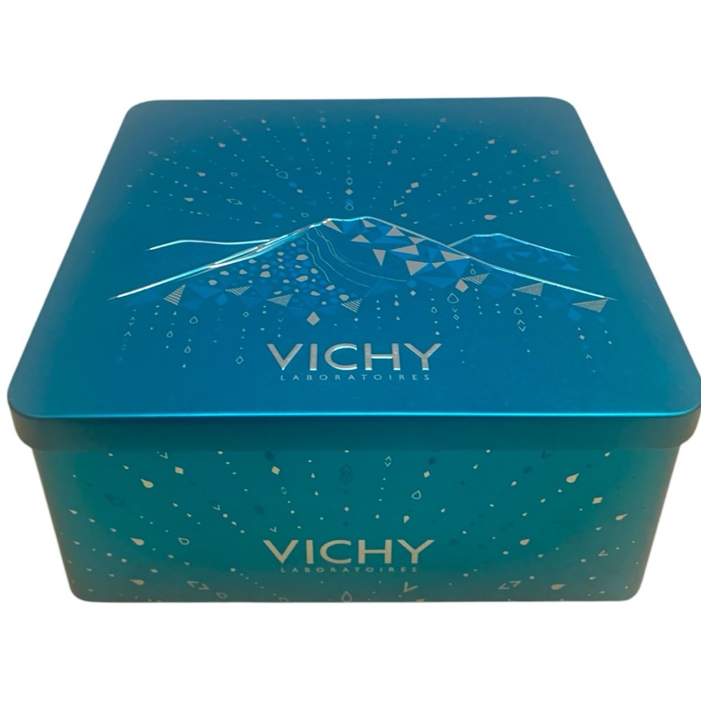 VICHY Bath & Body Blue Mountain Peaks Empty Collectible Metal Storage Tin